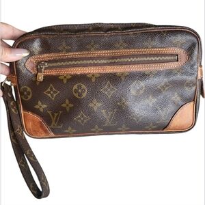💯 AUTHENTIC LOUIS VUITTON Monogram Canvas Marly Dragonne Clutch Bag 😍😍😍
